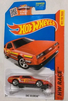 NEW 2015 Hot Wheels DMC DeLorean 184/250 Red HW Race Track Aces - Image 1 of 2