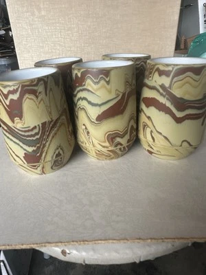 5 Japanese Tokoname Ceramic Teacup Set Vtg Pottery Handmade Craftsmanship  - Image 1 of 4