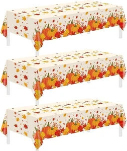 3er Pack Thanksgiving Tischdecken 54x108" Kürbis Ahorn Herbst Dekorationen - Bild 1 von 8