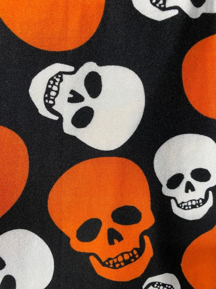 Women's Halloween Leggings Pants Very Soft Orange/Black Skulls 1X - Image 1 of 1