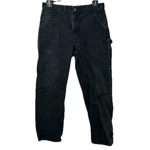 Vintage Carhartt Loose Straight Washed Duck Dungaree Black Workwear American USA - Picture 1 of 12