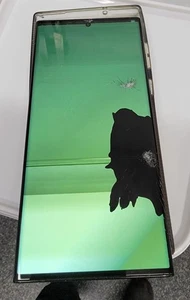 Samsung Galaxy S23 Ultra lcd screen original damaged Green Screen + Frame Black - Picture 1 of 7