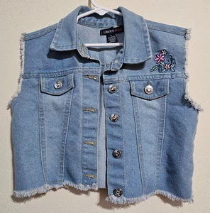 LIMITED TOO Girl's Denim Blue Jean Sleeveless Vest - Size 12 - Picture 1 of 6