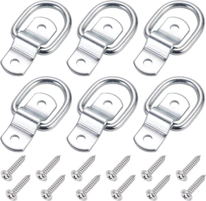 6 Pack D Ring Tie down Anchors 1/4" Heavy Duty Iron Trailer Tie down Hooks for T - Picture 1 of 12