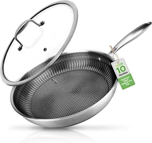 NutriChef 10" Stainless Steel Frying Pan - Triply Kitchenware Stir Fry Pan Ki... - Picture 1 of 7