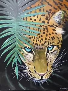 Leopard Ölgemälde Portrait lebendige Farben 16"x20" von Arsenio Echevarria - Bild 1 von 4