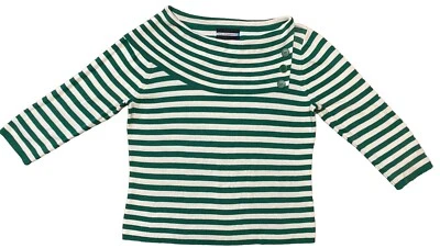 Suéter Requisitos Mujer Talla L Verde/Blanco Rayas Mangas 3/4 Verano Foto 1 de 4