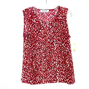 Kasper Women’s NWT Sleeveless Top Petite Size PM Red Black White Office Business - Picture 1 of 6