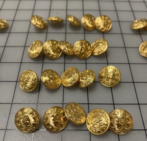 Lot - 69 Gold 7/8" Brass Coat Buttons with Fancy "P" From Waterbury #410 - Imagen 1 de 3