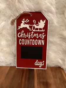 NEW-Christmas Advent Calendar Count Down Metal Santa & Sleigh Hanging Chalkboard - Picture 1 of 2