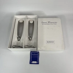 Waterford Marquis Sweet Memories Crystal Toasting Flutes Pair 9"Tall - Picture 1 of 5