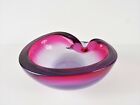 Vintage Seguso Vetri d'Arte Murano Sommerso Pinched Geode Bowl 50-60s Plum Ruby