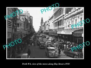 OLD POSTCARD SIZE PHOTO OF PERTH WEST AUSTRALIA HAY STREET & STORES c1950
