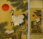 Ik593 Bird Crane Animal Hanging Scroll Japanese Art Painting Antique Picture