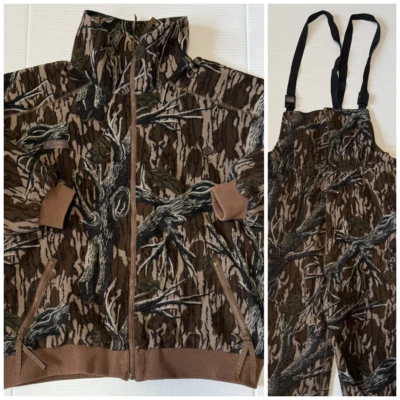 COLUMBIA - Men's VINTAGE Brown Camo Fleece Hunting Bib Overalls & Jacket - XL - Image 1 of 4