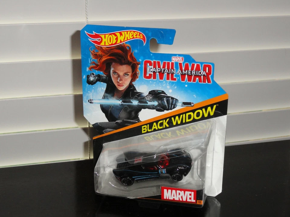HOT WHEELS 2016 MARVEL CHARACTER CARS CIVIL WAR BLACK WIDOW #18 DIECAST - Image 1 of 3