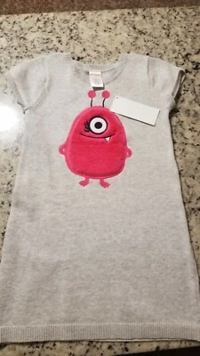 Nuevo Vestido Suéter Gymboree Cosmic Club Gris Manga Corta Monstruo Nuevo con Etiquetas Talla 4T Foto 1 de 4