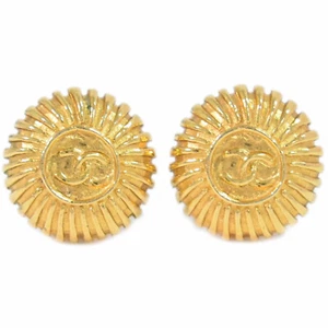 CHANEL CC Gold Plated Round Earrings Clip - Imagen 1 de 9