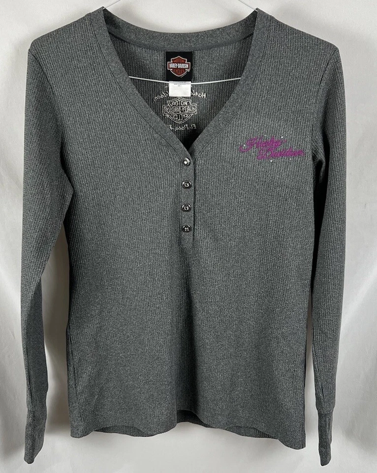 Harley Davidson мотоцикла свитер женщин большой серый мотоциклиста вышитый - Изображение 1 из 4