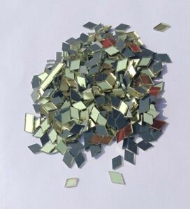 10x6mm Diamond Gold Craft Glass Mirror Mosaic Hand Cut Stained Tile Decor M-32