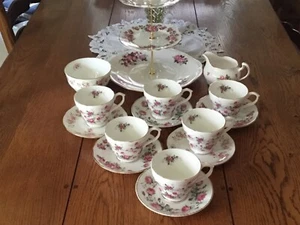 Vintage Mixed Bone China Tea Set & 3 Tier Cake Stand - Picture 1 of 6