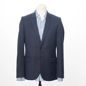 PAUL SMITH Sport Coat Solid Blue Wool Twill Blazer UK38 EU48 - Picture 1 of 6