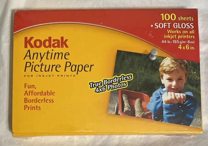 Kodak Anytime Picture Photo Paper Soft Gloss 4x6 100 Sheets NEW Sealed - Image 1 of 2