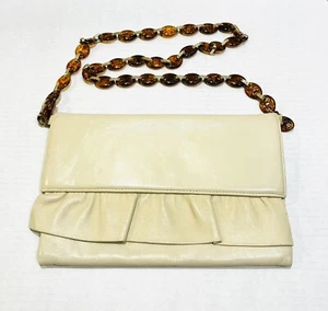 VTG JANE SHILTON Purse Shoulder Handbag Cream Genuine Leather 1971 England - Picture 1 of 18