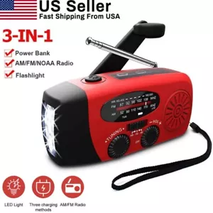 Solar Radio Hand Crank With LED Flashlight Multifunctional Emergency for Camping - Picture 1 of 10
