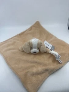 NWT Carter's Tan Puppy Dog Security Blanket Lovey with Pacifier Holder Loop Toy - Picture 1 of 10