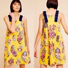 Anthropologie Maeve Sunniva Yellow Floral Ribbon Strap Pocket Shift Dress Size S