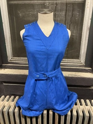 Vtg 50’s CHAMPION RUNNING MAN Women’s One Piece School Athleisure Blue USA XRARE - Image 1 of 4