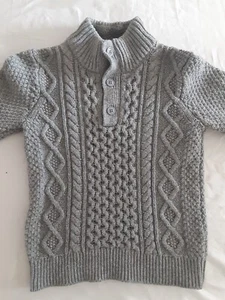 GAP KIDS GREY CABLE KNIT SWEATER LARGE 10 - Picture 1 of 8