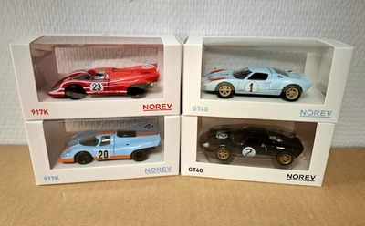 Lotto 2 Ford GT 40 1966 + 2 Porsche 1970 Le Mans Golfo 1/43 Norev Nuovo in sc... - Immagine 1 di 4