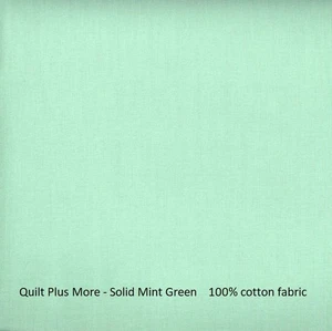Solid Mint Green Quilting Cotton Fabric by the Yard – 100% Cotton, 44” Wide - Picture 1 of 1