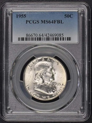 1955 50C Franklin Half Dollar PCGS MS64FBL - Image 1 of 2