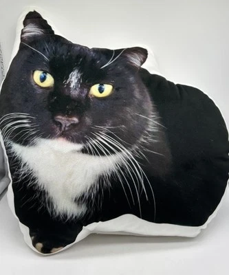 Almohada decorativa para gatos esmoquin blanco y negro gato material suave amantes de los gatos Foto 1 de 4