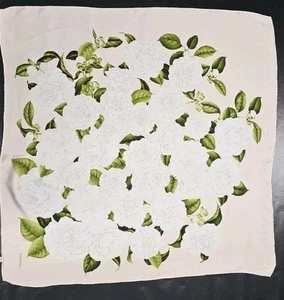 Chanel Scarf Vintage 100% Silk Light Pink with White Flowers - Picture 1 of 5