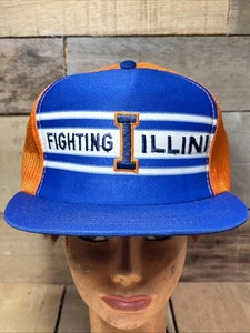 Vintage Fighting Illini University Of Illinois Super Stripe SnapBack Hat Retro - Picture 1 of 24