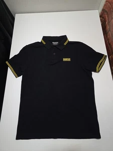 Barbour Polo Shirt Mens Medium Black Shot Sleeve  - Picture 1 of 6