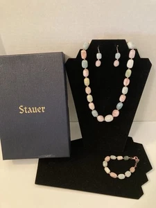 Stauer Morganite Good Luck Beaded Necklace, Earrings, Bracelet Set - Bild 1 von 16