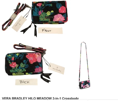 ACTUAL Vera Bradley Cotton Hilo Meadow RFID 3 in 1 Crossbody Wallet NWT - Image 1 of 4