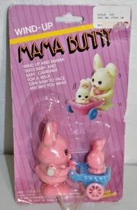 Conejito de Pascua ilimitado mamá y bebé en carro juguete de cuerda de colección - Imagen 1 de 5