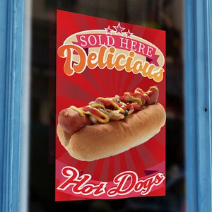 Hot Dogs Sold Printed Vinyl Wall Window Shop Sign Cafe Adhesive Takeaway Kiosk - Picture 1 of 5