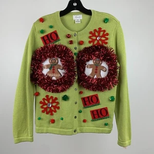Suéter Feo Navidad Talla S Sujetador de Pan de Jengibre Divertido Travieso HO HO HO Jingle Bells - Imagen 1 de 9