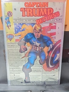 SELTEN SILBER Metall Donald Trump Captain America 109 ORIGINAL Hommage COMIC - Bild 1 von 1