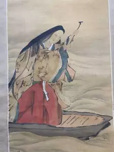 PINTURA JAPONESA PERGAMINO COLGANTE JAPÓN Noble BELLEZA DAMA Antigua Luna f463 - Imagen 1 de 11