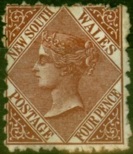 N.S.W 1882 4d Red-Brown SG229 P.10 Fine Unused - Picture 1 of 1