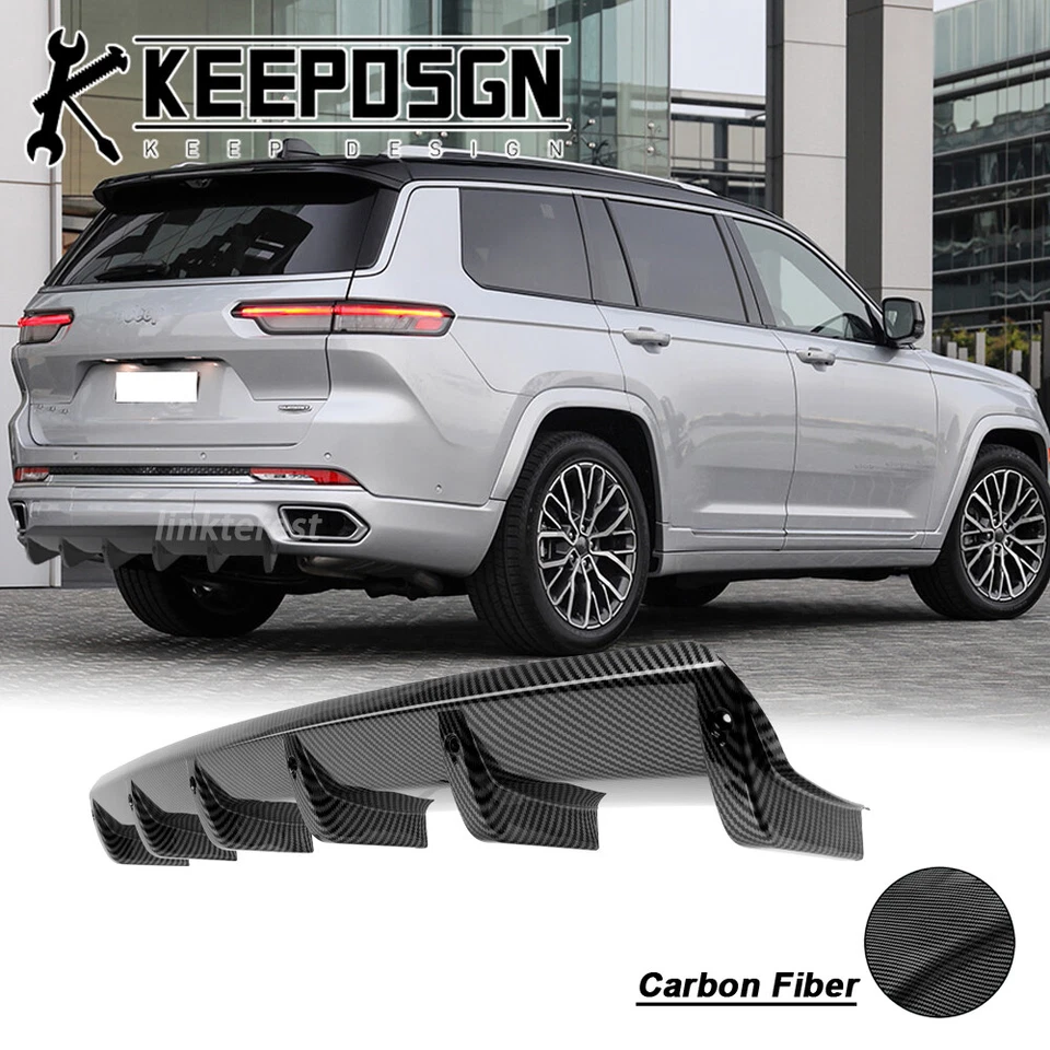 For Jeep Grand Cherokee CARBON FIBER Curved Rear Bumper Diffuser Splitter Fins Foto 1 de 4