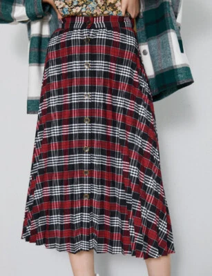 Falda plisada a cuadros roja/negra de Zara 3666/169 nueva con etiquetas Foto 1 de 4